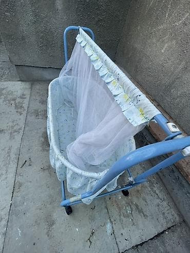 детские коляски люльки: Люлька, Б/у, Колыбель, Металл, цвет - Голубой, Самовывоз — 2