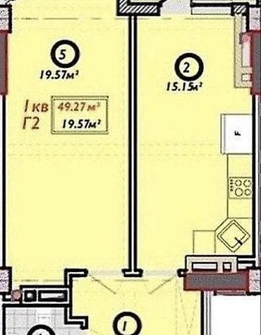 Продажа квартир: 1 комната, 50 м², Элитка, 4 этаж, Готовая ПСО (под самоотделку) — 4