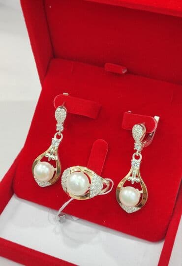 эксклюзивные свадебные пригласительные: Набор украшений, Проба 925, Женские, Новый — 1