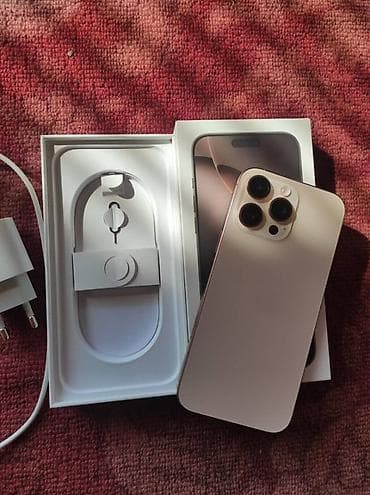 Уюлдук телефондор жана аксессуарлар: IPhone 16 Pro Max, 512 ГБ, Desert Titanium, Заряддоочу түзүлүш, Коргоочу айнек, Каптама, 100 % — 1