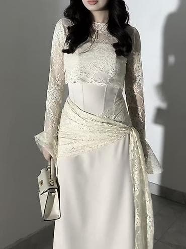 devit 3: Вечернее платье, Классическое, Длинная модель, Креп, Шлейф, Корсет, Открытая спина, M — 4