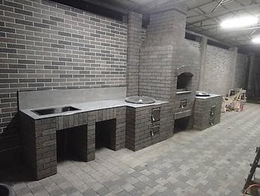 тандырные печки: Комплекс уличной кухни/барбекю из кирпича - Полноценный стационарный — 2