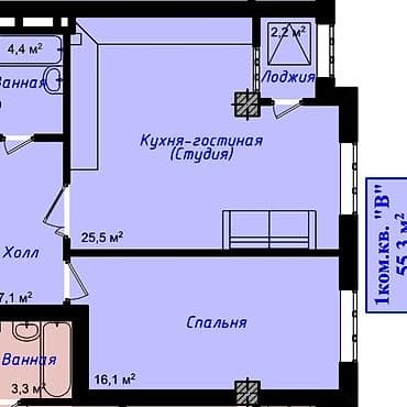 55: 1 комната, 55 м², Элитка, 8 этаж, Готовая ПСО (под самоотделку) — 4