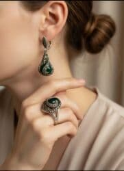 свадебные платья для покрытых: Комплект из серебра 925 пробы. Марказиты. Камни натуральные (цвет — 13