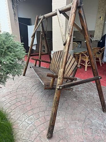 качели из дерева: Садовые качели Дерево, Со спинкой, Без крыши — 3