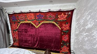 штора для душа: Настенный декоративный рушник/панно из бархата с вышивкой - Материал — 4