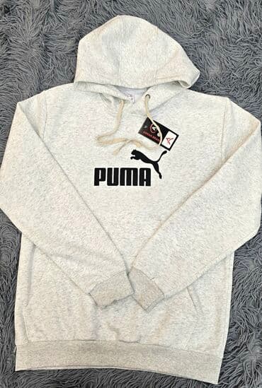 спортивное оборудование: Новая, с этикеткой толстовка с капюшоном PUMA, светло‑серая. Размеры — 1