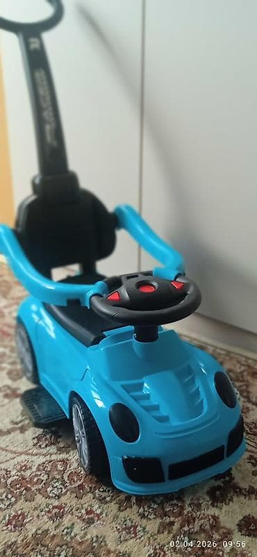 Толокары: Каталка‑машинка для детей, голубая - Тип: толокар с ручкой‑водителем — 1