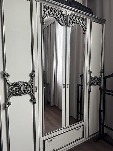 Спальные гарнитуры: Спальный гарнитур, Б/у, Двуспальная кровать, Комод, Трюмо, Самовывоз, цвет - Белый — 4