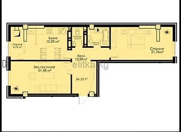 Квартиры: 2 комнаты, 84 м², ул. Ахунбаева / Бакаева Элитка, 5 этаж, ПСО (под самоотделку) — 2