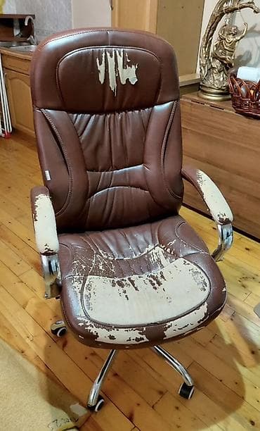 Офисное кресло, С колесиками, цвет - Коричневый, Экокожа, Самовывоз, Платная доставка