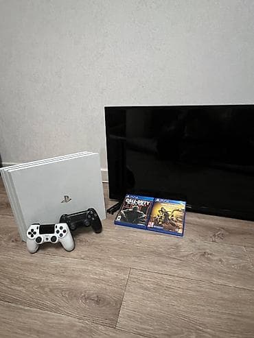 Игровой комплект: приставка PlayStation 4 pro (белая) + телевизор