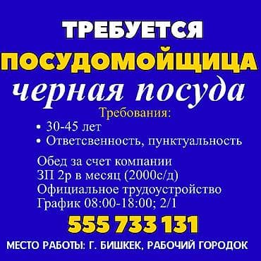 Требуется Посудомойщик, Оплата: Дважды в месяц