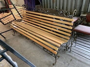 прихошка мебель: Скамейка Дерево, Со спинкой — 3