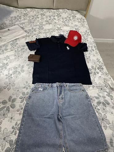 старый вещи: Джинсовые шорты Stüssy + поло Polo Ralph Lauren + бейсболка + кожаный — 2