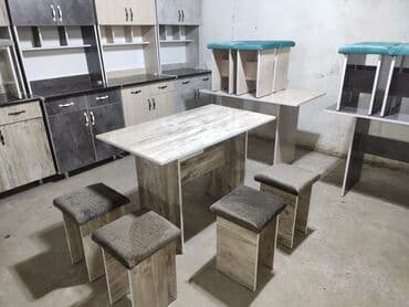 стол и четыре стула: Кухонный стол и стул, Новый, Бесплатная доставка, цвет - Бежевый — 1