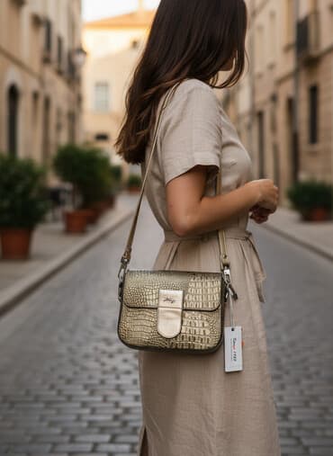 змея змеиная кожа питон крокодил скат страус: Классическая сумка, Регулируемый ремень, Женские — 1
