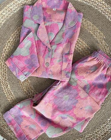 пижама для кормящих: Ваши любимые-МУСЛИНОВЫЕ🤍 M L XL(рукава длинные) 🍒легкие 🍒дышащие — 3