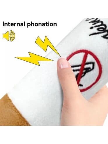 светится и играет музыка: Мягкая игрушка в форме сигареты с вышитым знаком, запрещающим курение — 5