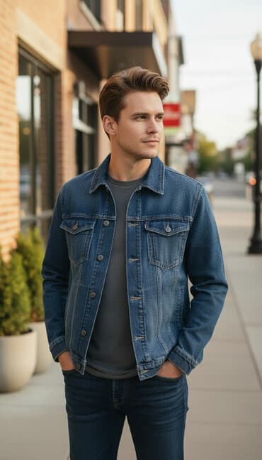 джинсы на девочку: Джинсовая куртка классического кроя - Материал: плотный деним — 1