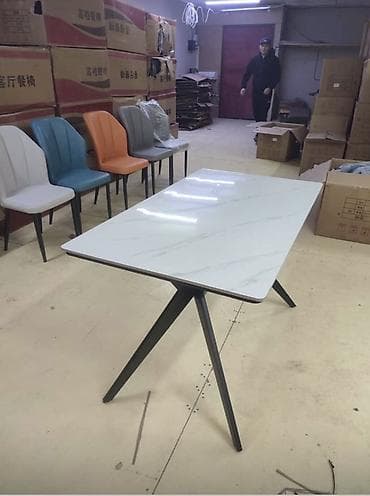 Дивандар: Обеденный стол с керамической столешницей под белый мрамор - — 4