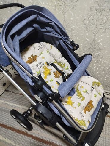 комбинезон hm детский зимний: Коляска, цвет - Голубой, Б/у — 9