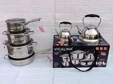 купить набор кухонных ножей: Набор посуды по акции 5990! Доставка до дома бесплатная! Кастрюля — 4