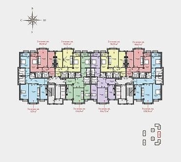 квартира 110 квартал: 3 комнаты, 129 м², Элитка, 10 этаж, Готовая ПСО (под самоотделку) — 5