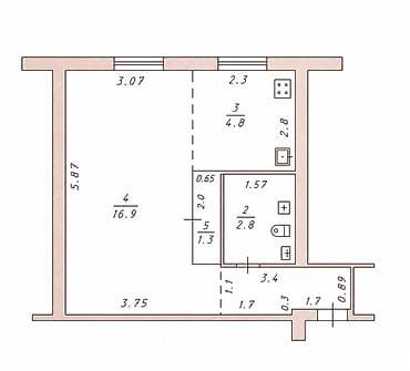 политех дом: 1 комната, 29 м², Хрущевка, 1 этаж, Косметический ремонт — 8