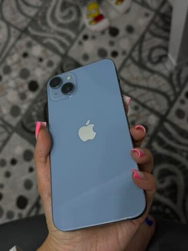 IPhone 14 Plus, Б/у, 256 ГБ, Голубой, Зарядное устройство, Коробка, Чехол, 85 %