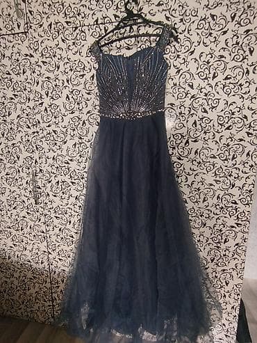 Жеке буюмдар: Кече көйнөгү, Узун модель, Полиэстер, Жеңдери жок, Страздар, S — 3