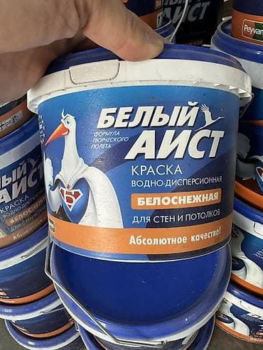 Водоэмульсионная краска, БЕЛЫЙ АИСТ, Для стены, цвет - Белый, 3 кг, Матовая, Экологически чистая
