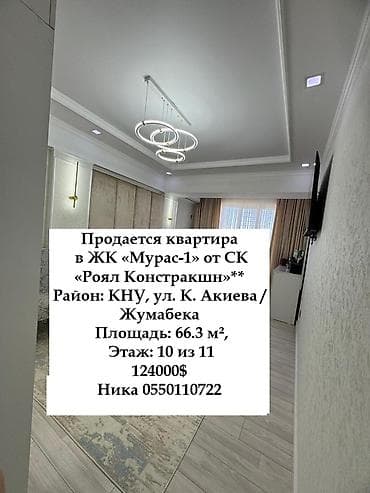 Недвижимость: 2 комнаты, 66 м², Элитка, 10 этаж, Евроремонт — 1