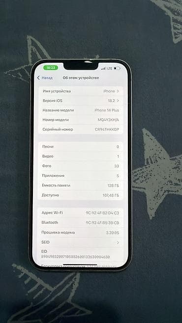 usb mini: IPhone 14 Plus, Б/у, 128 ГБ, Белый, Защитное стекло, Чехол, 80 % — 6