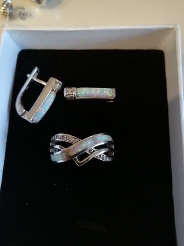 прекраснейшее свадебное платье: Набор с опалом. Серебро. Белый опал, яркий и таинственный. Стильный — 2