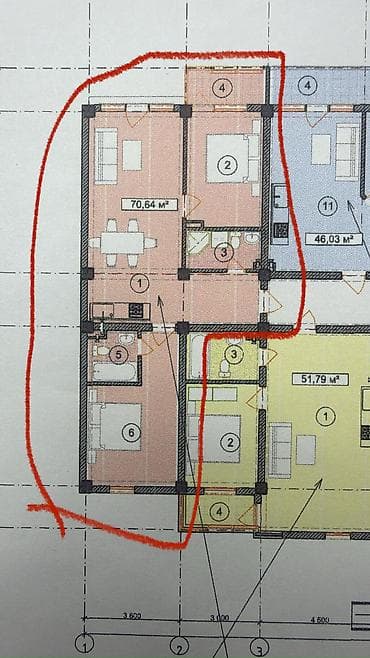 комнаты в ысык куле: 2 комнаты, 70 м², 3 этаж, Готовая ПСО (под самоотделку) — 4