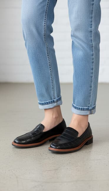 Лоферы женские - Размер: 37 - Цена: 500 Стильные черные лоферы с