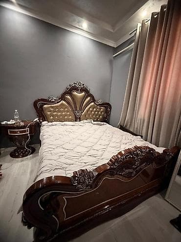 Спальный гарнитур, Двуспальная кровать, МДФ, цвет - Коричневый