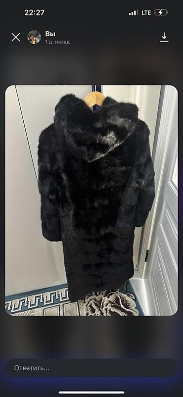 одежд: Шуба из норки, черного цвета, длина миди/до середины икры — 4