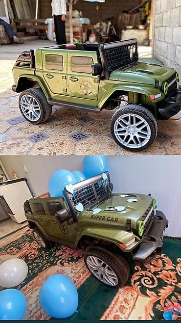 мектеп сумка: Детский электромобиль джип 4x4, стиль внедорожника - Кузов: зеленый — 1