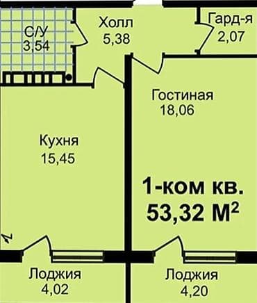 суточный квартира бишкек аламедин 1: 1 комната, 53 м², 108 серия, 3 этаж, Готовая ПСО (под самоотделку) — 1