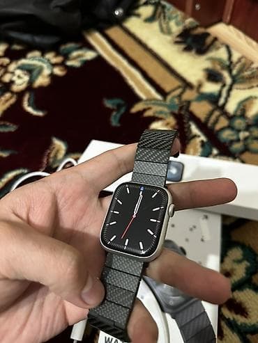 часы эпл: Apple Watch 9 (45mm) с комплектом аксессуаров; Ремешок карбоновый брал — 4