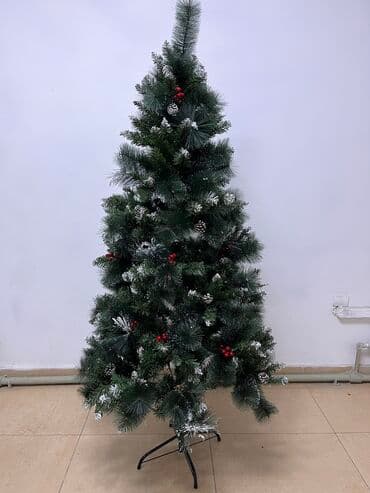 Светящаяся Микс Ёлка с домиками, шишками и ягодками 180см [ акция 50% at lalafo.kg Светящаяся Микс Ёлка с домиками, шишками и ягодками 180см [ акция 50%