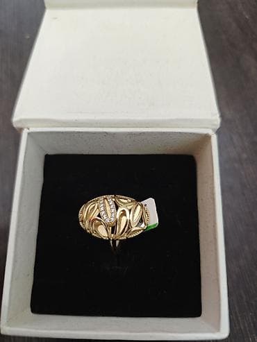 золотое кольцо: Кольцо, Помолвочное, Проба 585, Фианит — 3