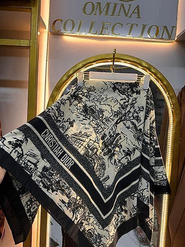 Бижутерия: Платок/шемизетта с монохромным принтом - Цвет: чёрно-белый - Рисунок — 1