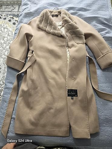 Элегантное женское пальто MODALARISSA цвета капучино с норковым — 1