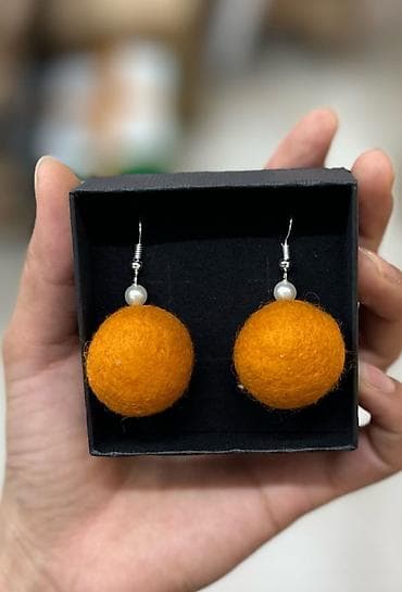 Серьги: Серьги из войлока Оригинальные серёжки из войлока. Войлочные — 5
