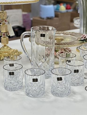 лимит: Стеклянная сервировка для напитков в рифлёном и гранёном дизайне - — 4