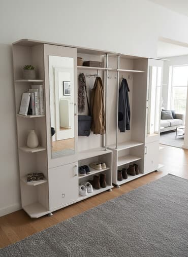 полки для магазина бу: Гарнитур для прихожей, Новый, Зеркало, ДСП, Бесплатная доставка, цвет - Бежевый — 1