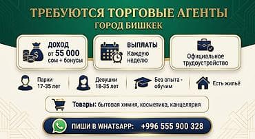 Вакансиялар: Вакансия: торговые агенты (г. Бишкек) - Доход от 55 000 сом + бонусы — 1